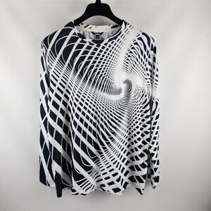 Ouku Shirt Mens XL Black White Geometric Print L/S Pullover NWT